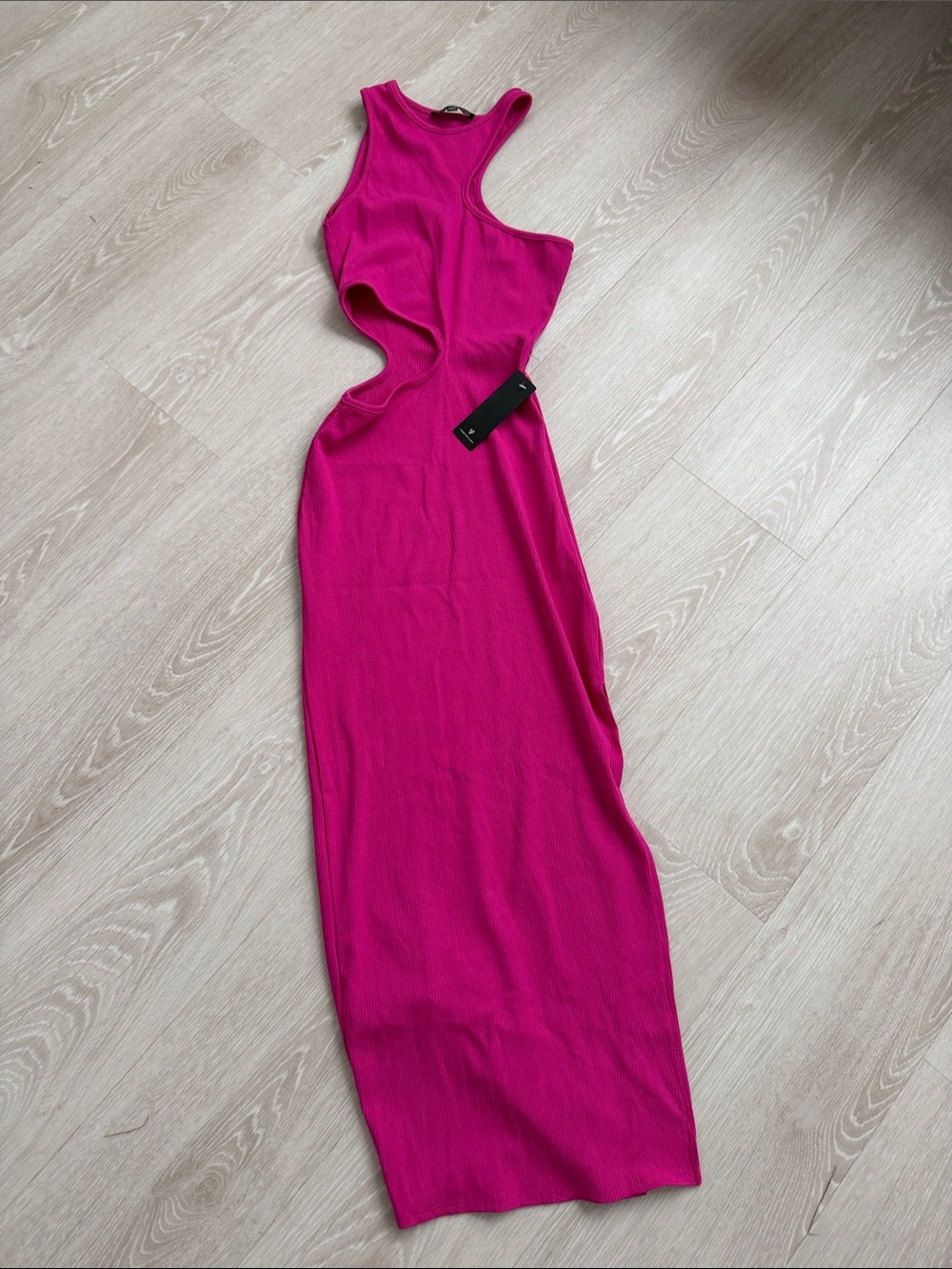Lulu's Fuchsia Asymmetrical Cutout Midi Dress - Picture 2 of 2
